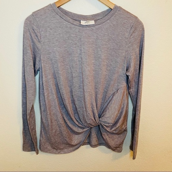 Ivoire Front knot Long Sleeve Top Gray Sz:S - Picture 1 of 4